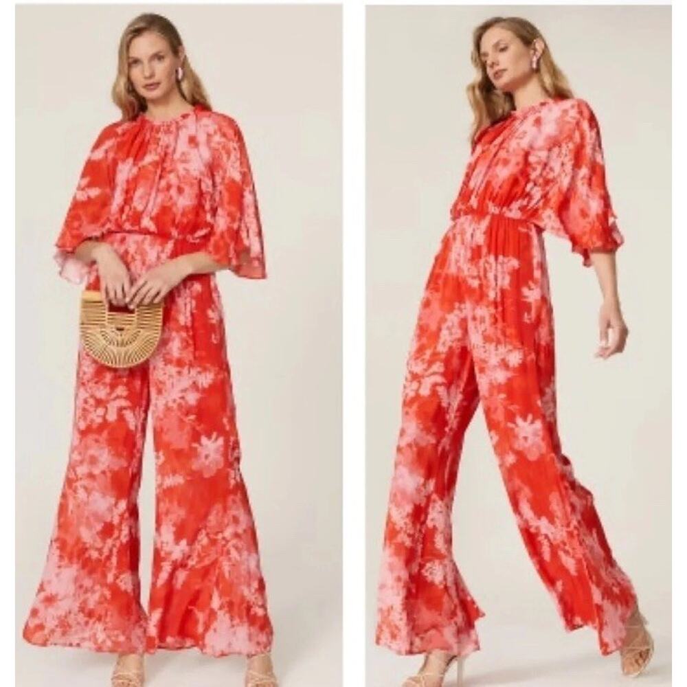 PINKO Jumpsuit Aquarius Tuta floral tropical wide leg flutter sleeve 2 - Flaw‎